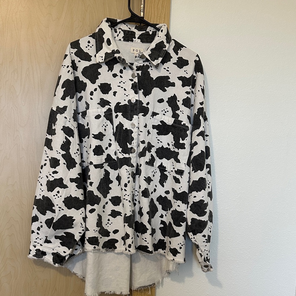 POL Monochrome Cow Print Shirt